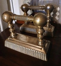 Pair of Heavy brass fire dogs