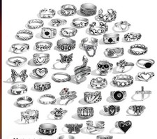 30 Pcs Vintage Gold Knuckle Rings Set, Boho Butterfly Snake Silver snake flower