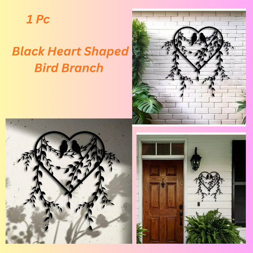Black metal bird wall - black,