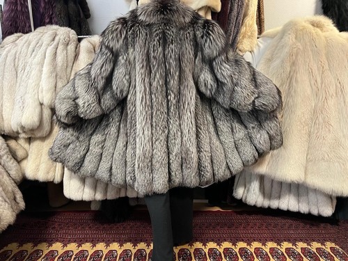 Silver fox fur coat - fur, real
