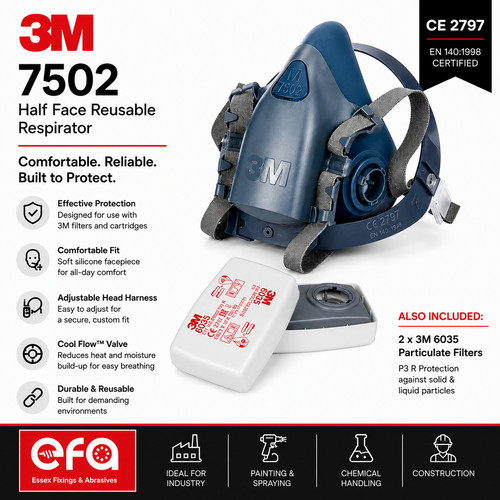 7502 half face - 3m, reusable