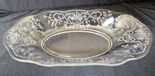 Fostoria Glass Celery Oval Dish Corsage Etch 11 3/4 inches Long