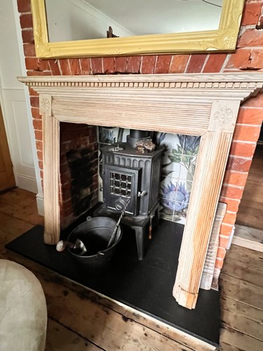 Old wooden fireplace surround - wooden,