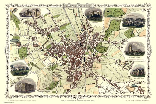 Old map bradford 1851 - old,