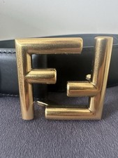 Fendi FF Leather Brown Gold