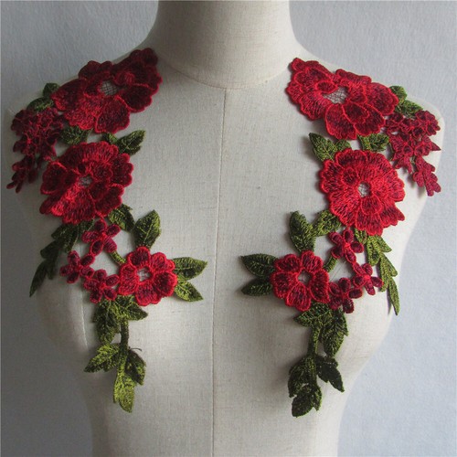 1pair rose flower lace - lace, collar