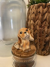 1970s Sad Spaniel Springer Cocker Ceramic Pottery Dog Puppy Ornament Gift
