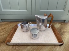 1950’s Picquot Ware Chrome Tea Set Teapot Jug Tray Mid Century Vintage
