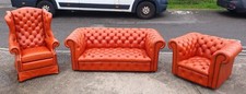 VINTAGE "PEGASUS" CHESTERFIELD LEATHER 3 PIECE SUITE     DELIVERY AVAILABLE