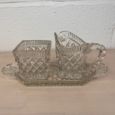 Cut Glass Milk Jug Sugar Bowl