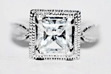 14ct White Gold QVC Diamonique Gold Ring 4.55g Princess Cut 2.00ct