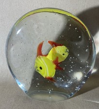Large Vintage Art Glass Fish Aquarium Paperweight.