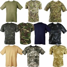 UK Mens Tactical Army Military Plain Camouflage Crew Neck T Shirt Combat 