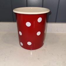 Emalia Olkusz Enamel Utensil Jar Storage Red White Polka Dot Kitchen 