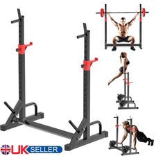 Squat Rack Stand Adjustable Barbell Weight Lifting Bench Press Home Gym Workout
