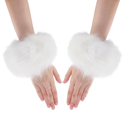 Faux fur wrist cuffs - faux,