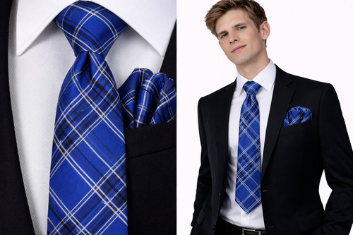 Tartan men tie hanky set - tartan,