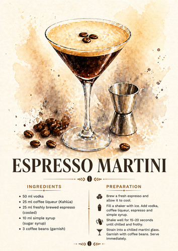 Expresso martini wall art - expresso, a4