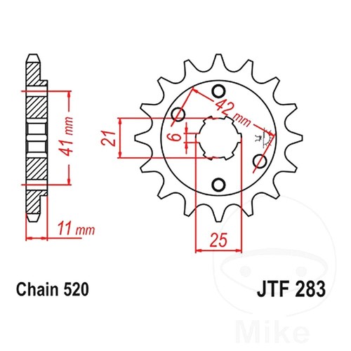 Front sprocket tooth 520 - front,