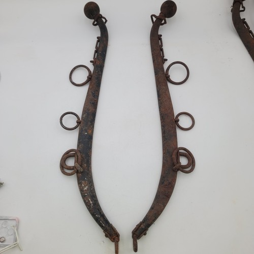 Antique iron horse hames - antique, pair