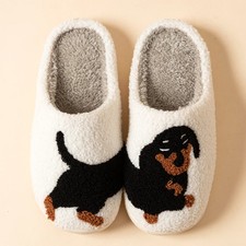 Women Indoor Slippers Cute Dachshund Dog Warm Lightweight Bedroom Cotton Shoes