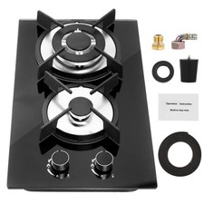 30cm Gas Hob 2 Burners Black