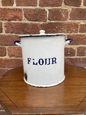 Vintage White Enamel Flour Bin