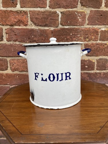 Vintage white enamel - white, bin