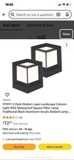 Modern square pillar lamps X 2