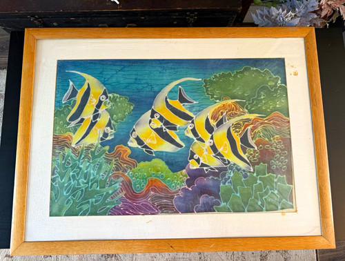 Framed batik textile - ,