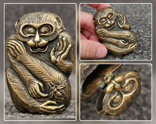 Antique japanese brass monkey - japanese,