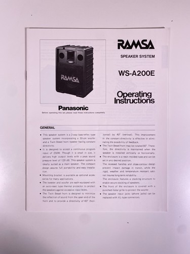 Ramsa panasonic a200e - ramsa, ws-a200e
