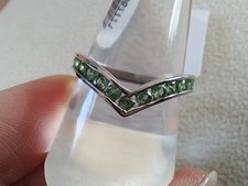 Sterling Silver Tsavorite Green Garnet Ring Size Q Bnwt