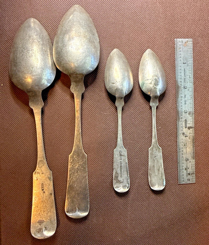 Antique coin silver spoon lot - coin,