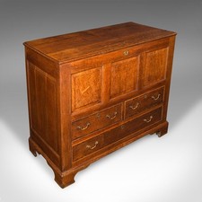 Large Antique Mule Chest, Georgian, Oak, Coffer Over Three Drawers, Circa 1780