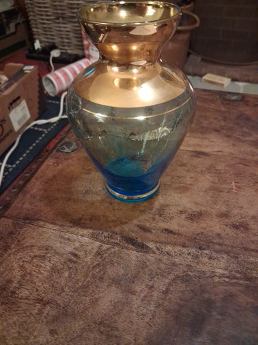 Glass vase vintage sapphire - glass, vase: