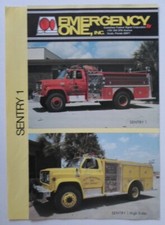 EMERGENCY ONE SENTRY 1 orig USA Mkt Fire Tender Truck Sales Brochure - E-One