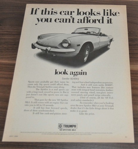 1969 triumph spitfire - mk3, ad