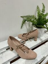 New Next Forever Comfort Nude Pink T-Bar Block Heel Court Shoes UK 4 Wide Fit