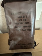 Vintage USA 1980's MRE Menu No. 6 Beef Stew Accessory Packet A Brown Bag