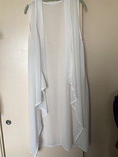 CREAM CHIFFON SLEEVELESS WATERFALL LONG WAISTCOAT