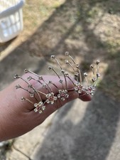Wedding Hair Slides Clips Floral Diamonte X5 Pink + Clear Daisy Style 