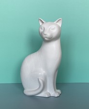 Poole Pottery Rare White Glaze Sitting Cat Figurine 6.5inches.
