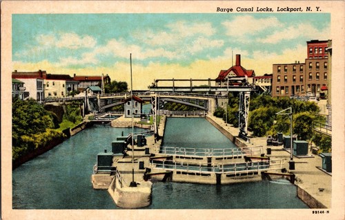 Postcard barge canal - postcard,