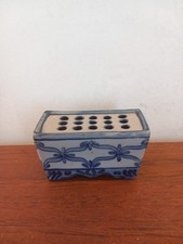 Vintage FRANCIS POTTERY Blue And White Flower Brick Vase