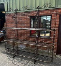 Monumental antique country house wrought iron brass bakers shelf kitchen rack
