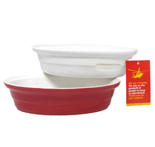 Pyrex Ceramic Oval Baking/Roasting Dishes Red And White BP14