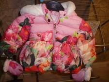 NWOT TED BAKER WINTER COAT/JACKET WITH GLOVES & FUR HOOD 12/18 MONTHS. BEAUTIFUL