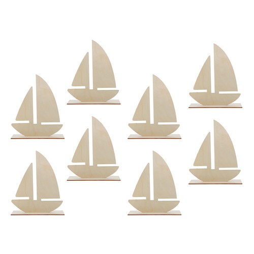 8pcs wooden sailboat models - wooden,