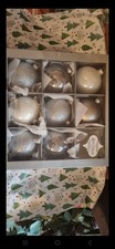 Silver, grey and white glass Christmas baubles x 8